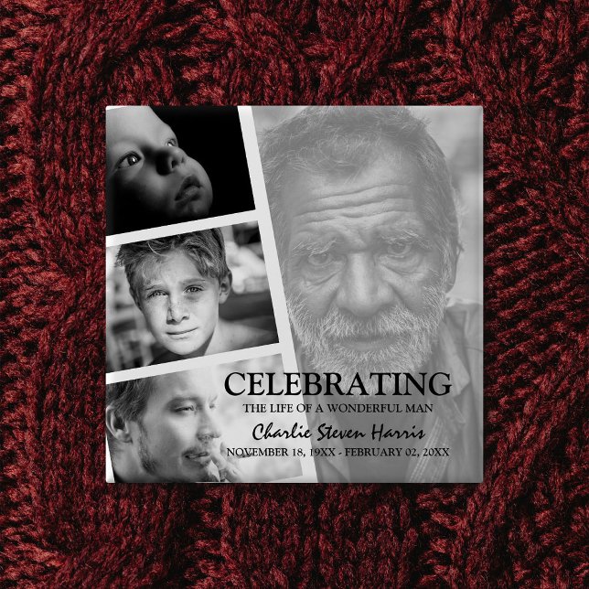 Moderne Foto Life Story Collage Beerdigung Button (Von Creator hochgeladen)