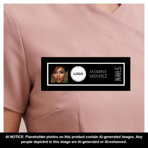 Moderne FOTO & Logo Schwarz Weiße Wimpern Künstler Namensschild
