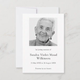 Moderne Foto-Minimalist-Gedenk-Gebetskarte RSVP Karte