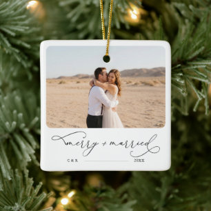 Moderne Foto-Ornamente Fröhlich & Verheiratet Fo Keramikornament