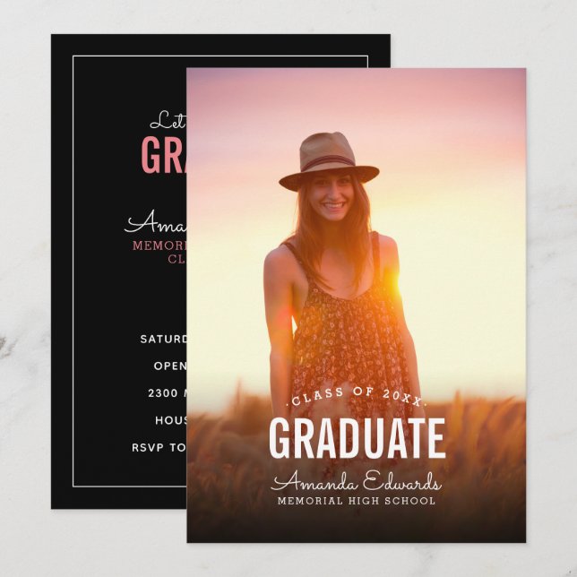 Moderne Foto Overlay Graduation Party Einladung (Vorne/Hinten)