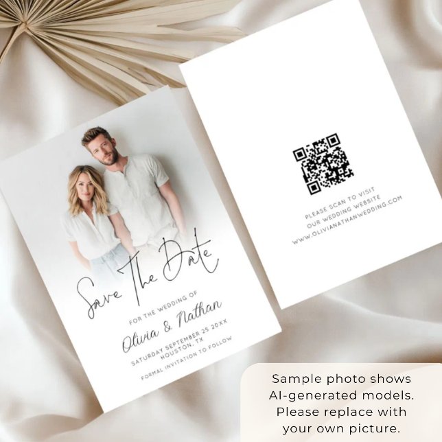 Moderne Foto-Overlay-QR-Code-Hochzeit Save The Date (Von Creator hochgeladen)