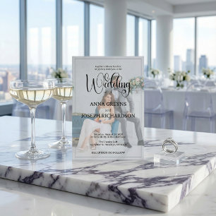 Moderne Foto-Overlay-Schwarz-Kalligrafie-Hochzeit Einladung