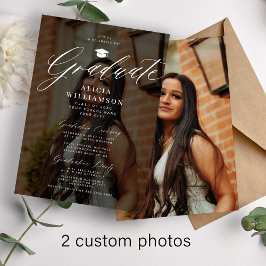 Moderne Foto-Overlay-Skript schwarze Graduierungsp Einladung