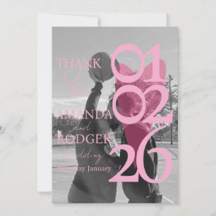 Moderne Foto-Pink-Typografie Dankeskarten Dankeskarte