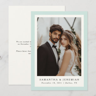 Moderne Foto Rahmen Minze Grüne Hochzeit Ankündigung