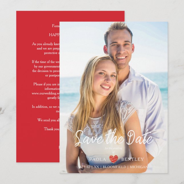 Moderne Foto Red Heart Couple Wedding (Vorne/Hinten)