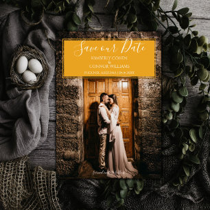 Moderne Foto-Save-the-Date-Karte Marigold Save The Date