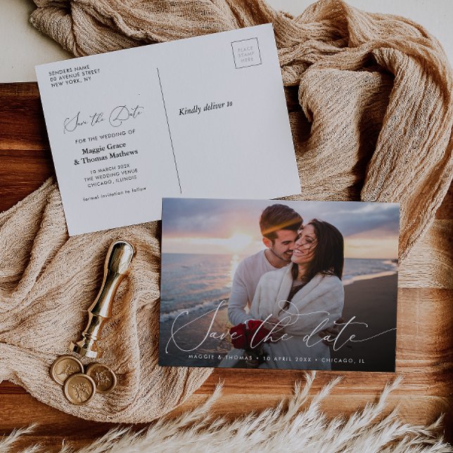 Moderne Foto schicken Skript Hochzeit speichern da Postkarte (Von Creator hochgeladen)