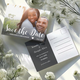 Moderne Foto Schwarz/Weiß Save the Date Hochzeit Postkarte