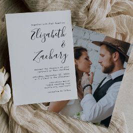 Moderne Foto Schwarz-Weiß-Schrift-Hochzeit Einladung