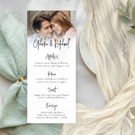 Moderne Foto Script Boho Wedding Menu Card Einladung