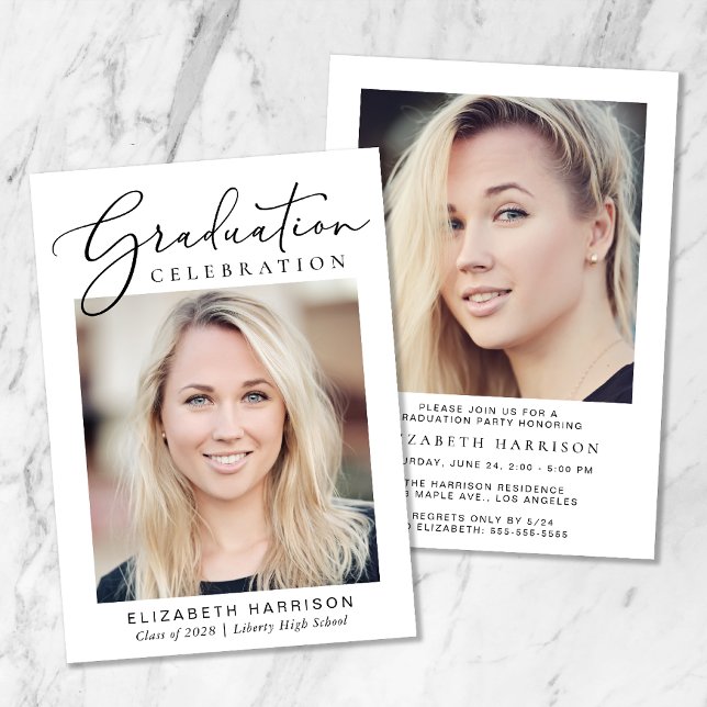 Moderne Foto Script Graduation Party Einladung (Von Creator hochgeladen)