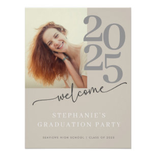 Moderne Foto Script Graduation Party Willkommen Poster