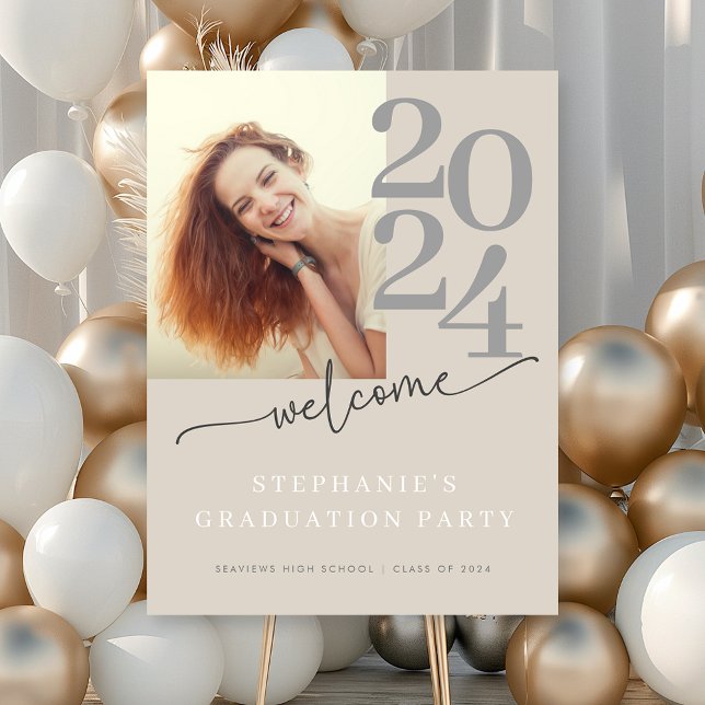 Moderne Foto Script Graduation Party Willkommen Poster (Von Creator hochgeladen)