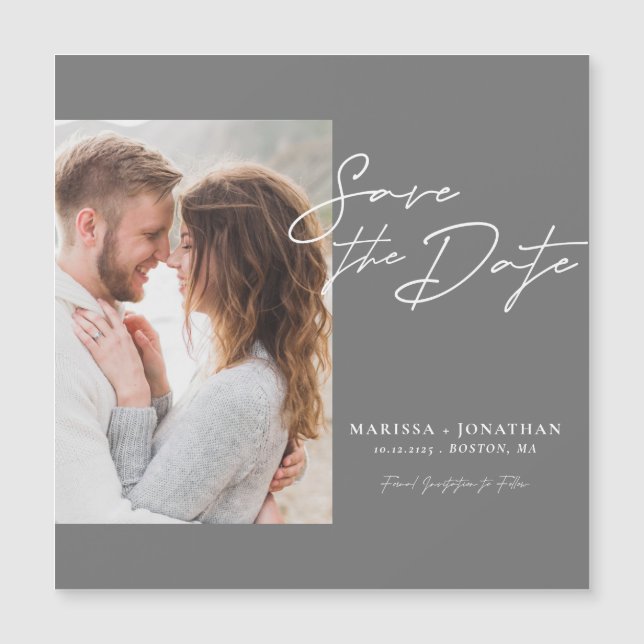 Moderne Foto Script Save the Date Magnetkarte (Vorderseite)