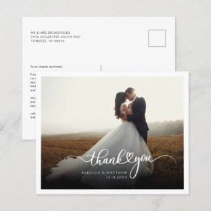 Moderne Foto Script Wedding Danke Card