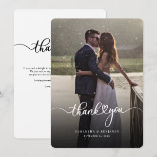 Moderne Foto Script Wedding Danke Card Mitteilungskarte