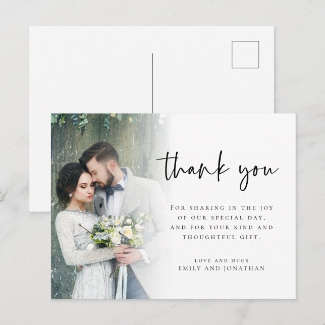 Moderne Foto Script Wedding Vielen Dank für Ihre F Postkarte (Vorne/Hinten)
