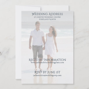 Moderne Foto-Serif-Typografie Strandhochzeit Einladung