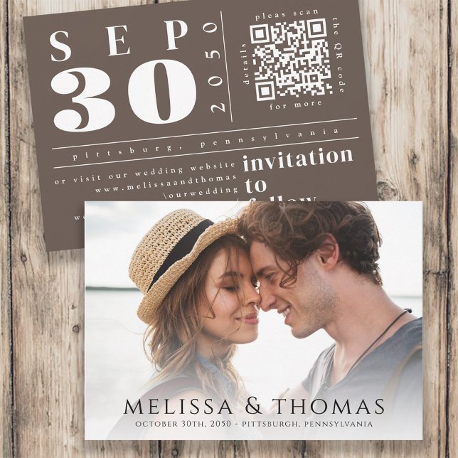 Moderne Foto-Speichern Sie das Datum QR-Code Einfa Save The Date (Von Creator hochgeladen)
