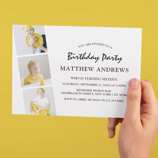 Moderne Foto Strip Collage | Jedes Alter | Geburts Einladung (Von Creator hochgeladen)