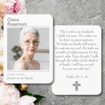 Moderne Foto-Trauerkreuz-Psalm-23-Gebetskarte