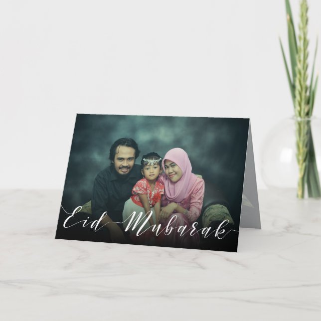 Moderne Foto Typografie Eid Mubarak Grußkarte Karte (Vorderseite)