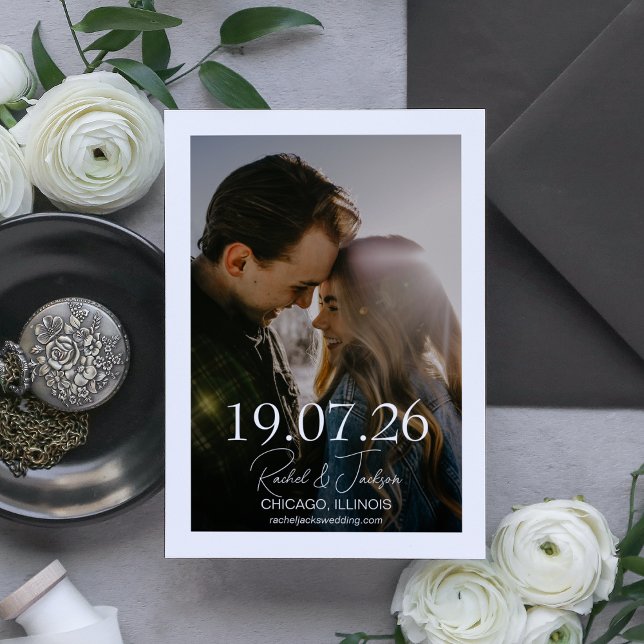 Moderne Foto Typografie-Overlay-Hochzeit Save The Date (Von Creator hochgeladen)