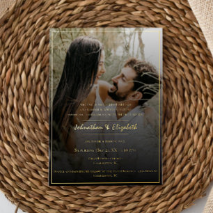 Moderne Foto- und Black Overlay-Hochzeit Folieneinladung