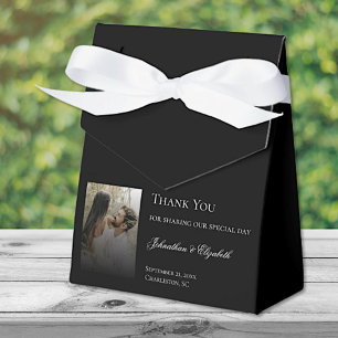 Moderne Foto- und Black Overlay-Hochzeit Geschenkschachtel