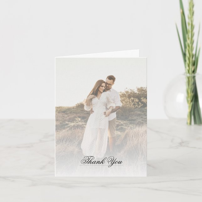 Moderne Foto- und Overlay-Hochzeit Dankeskarte (Vorderseite)
