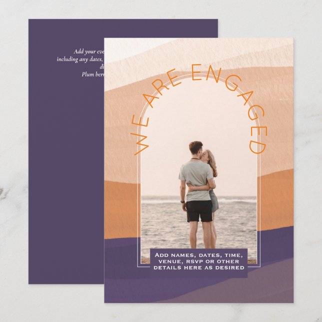 MODERNE FOTO-VERLOBUNG INVITE - Gemischte Farben Einladung (Vorne/Hinten)