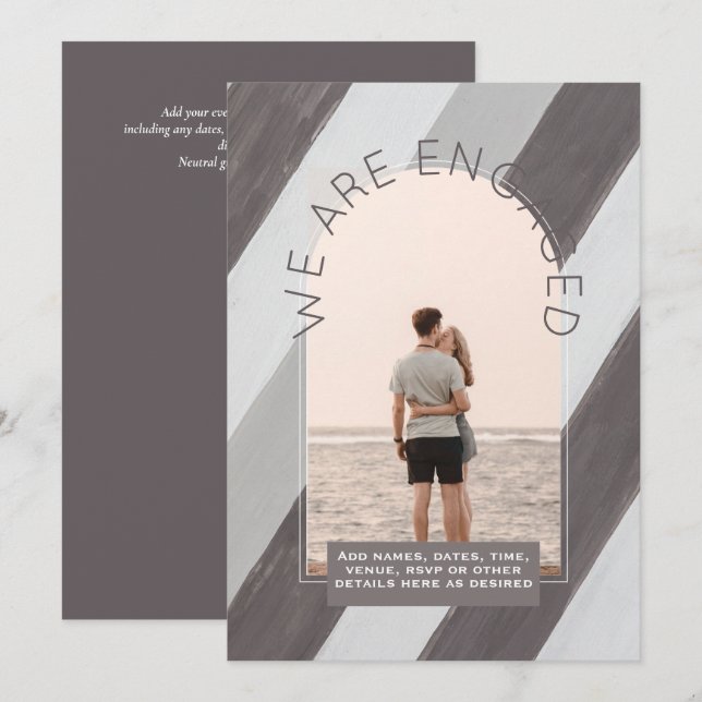 MODERNE FOTO-VERLOBUNG INVITE - Gemischte Farben Einladung (Vorne/Hinten)
