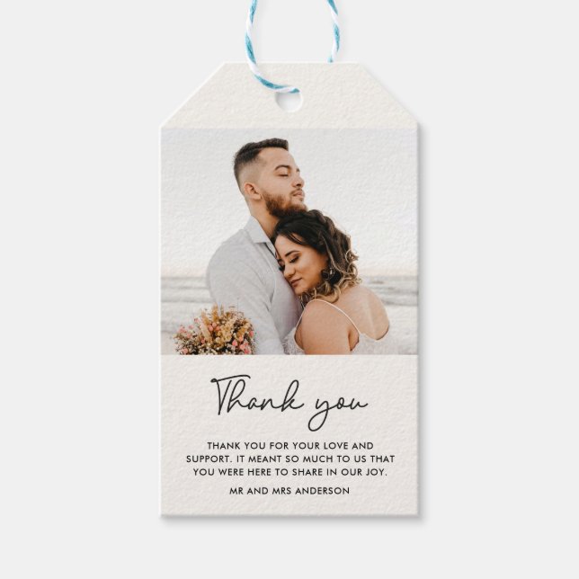 Moderne Foto Wedding Vielen Dank Geschenkanhänger (Vorderseite)