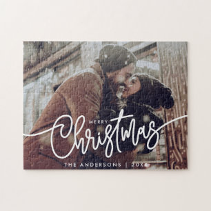 Moderne Foto-Weihnachtsgruß-Schrift Horizontal