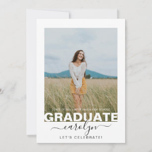 Moderne Foto White Calligraphy Graduation Party Einladung