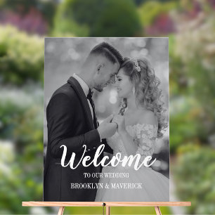 Moderne Foto Willkommen Hochzeit Acrylschild
