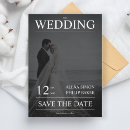 Moderne Foto-Zeitschrift Titelschrift Hochzeit Einladung