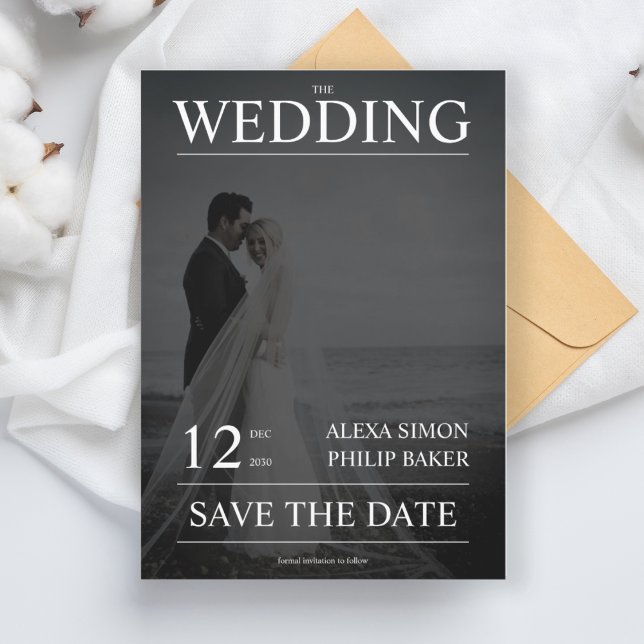 Moderne Foto-Zeitschrift Titelschrift Hochzeit Einladung (1)