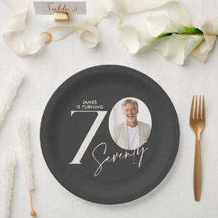 Moderne Foto zum 70. Geburtstag Minimaler Meilenst Pappteller