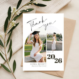 Moderne Fotocollage-Abschluss Danke Postkarte