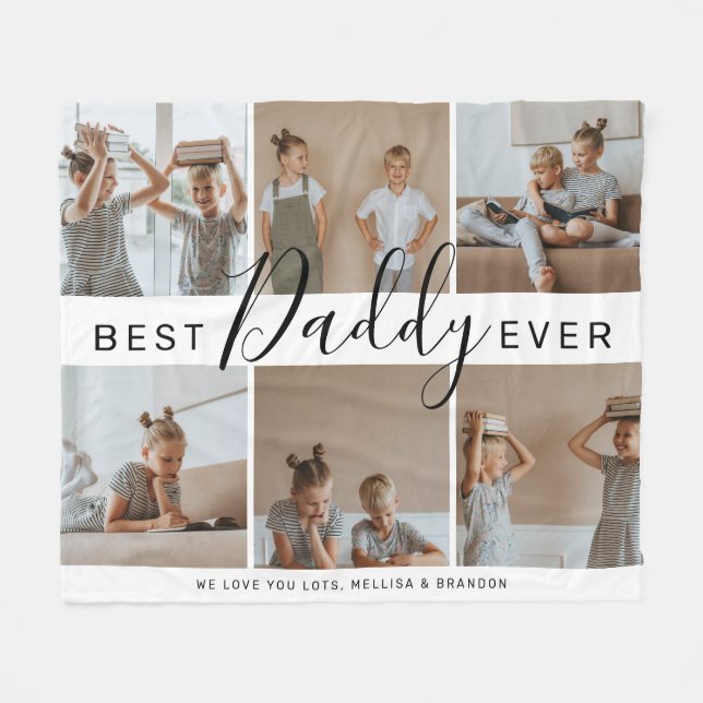 Moderne FotoCollage "Best Daddy Ever" Fleecedecke (Vorderseite (Horizontal))