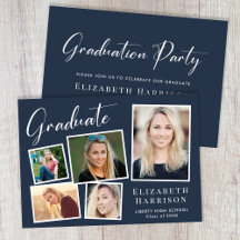 Moderne Fotocollage Blue Graduation Party