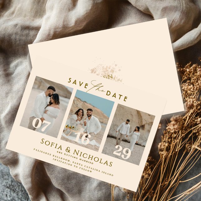 Moderne Fotocollage Boho-Hochzeit Save The Date (Von Creator hochgeladen)