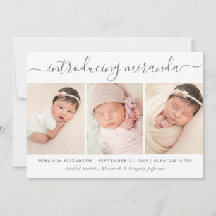 Moderne Fotocollage Einführung der Baby Birth Ankündigung