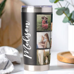 Moderne FotoCollage Eleganter Name für das Monogra Thermobecher<br><div class="desc">Erstellen Sie Ihren eigenen,  personalisierten Foto-Collage isolierten Tumbler mit benutzerdefiniertem Monogrammnamen in eleganter Schrifttyp.</div>