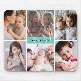 Moderne Fotocollage Familienname Mousepad