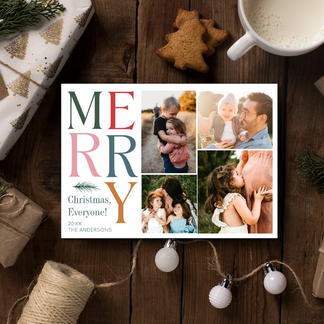 Moderne FotoCollage Familienweihnachtsferien Feiertagskarte (Modern Photo Collage Family Christmas Holiday)