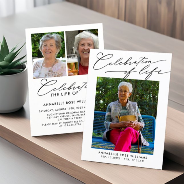 Moderne Fotocollage-Feier zum Lebensdenkmal Einladung (Von Creator hochgeladen)